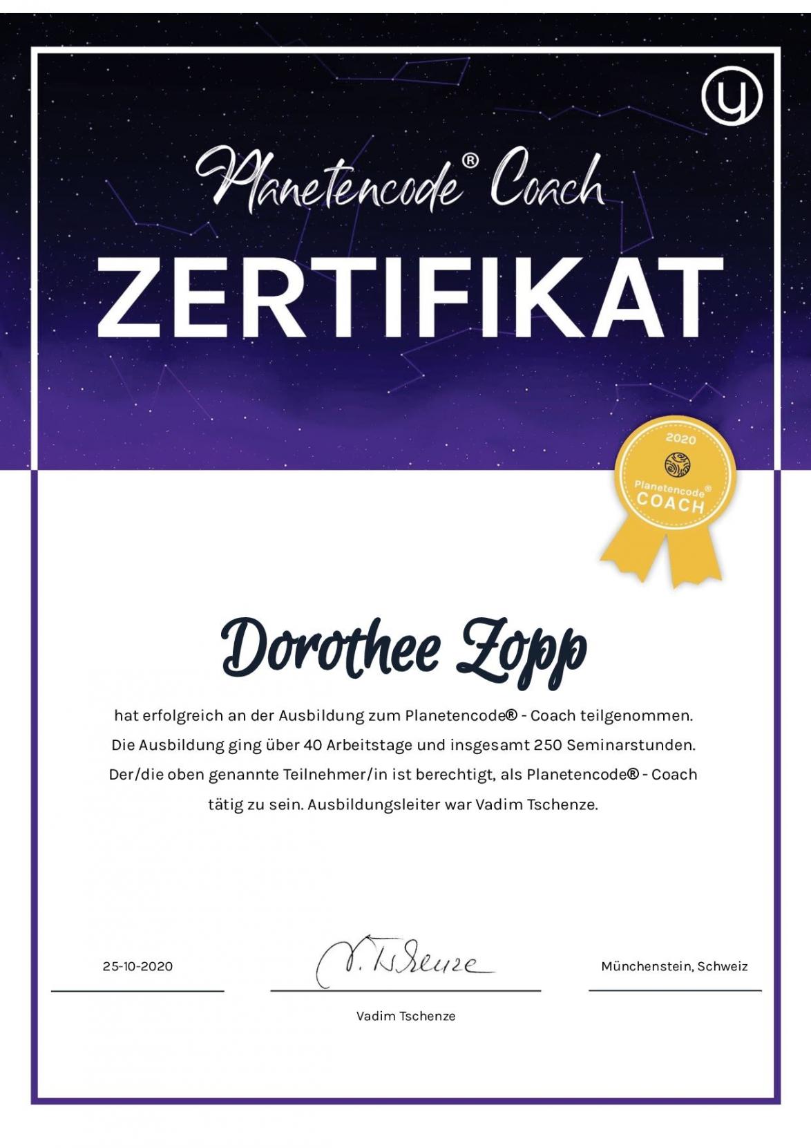 zertifizierter Palnetencoach Dorothee Zopp